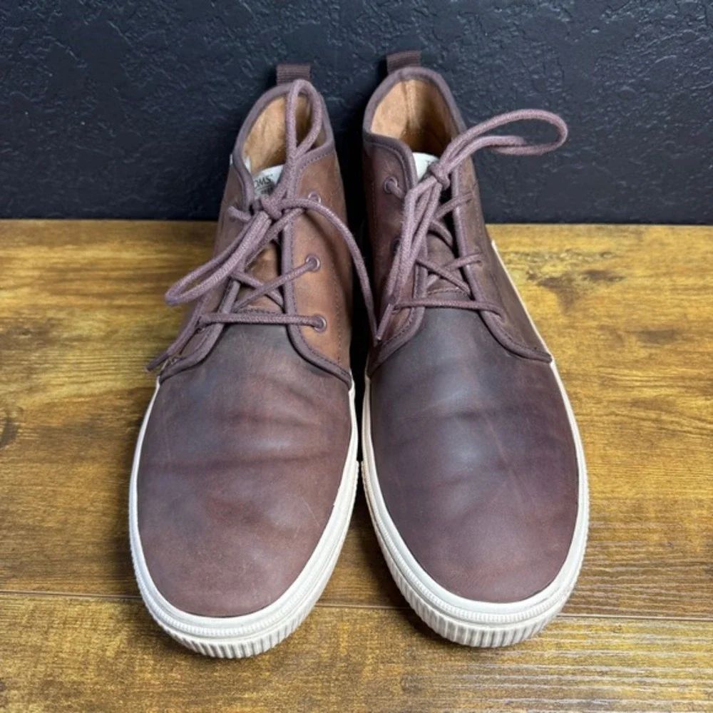TOMS Paseo Brown Leather Chukka Mid Top Boot Mens‎ 12